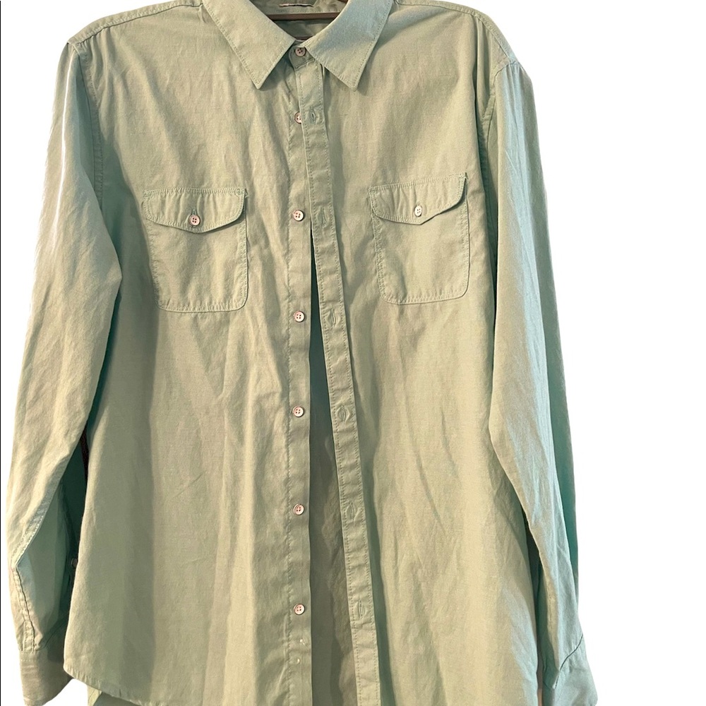 Large Mint Green button long sleeve collared shirt